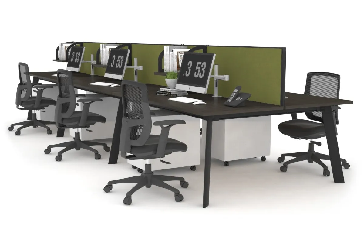 Switch - 6 Person Workstation Black Frame [1600L x 800W with Cable Scallop]