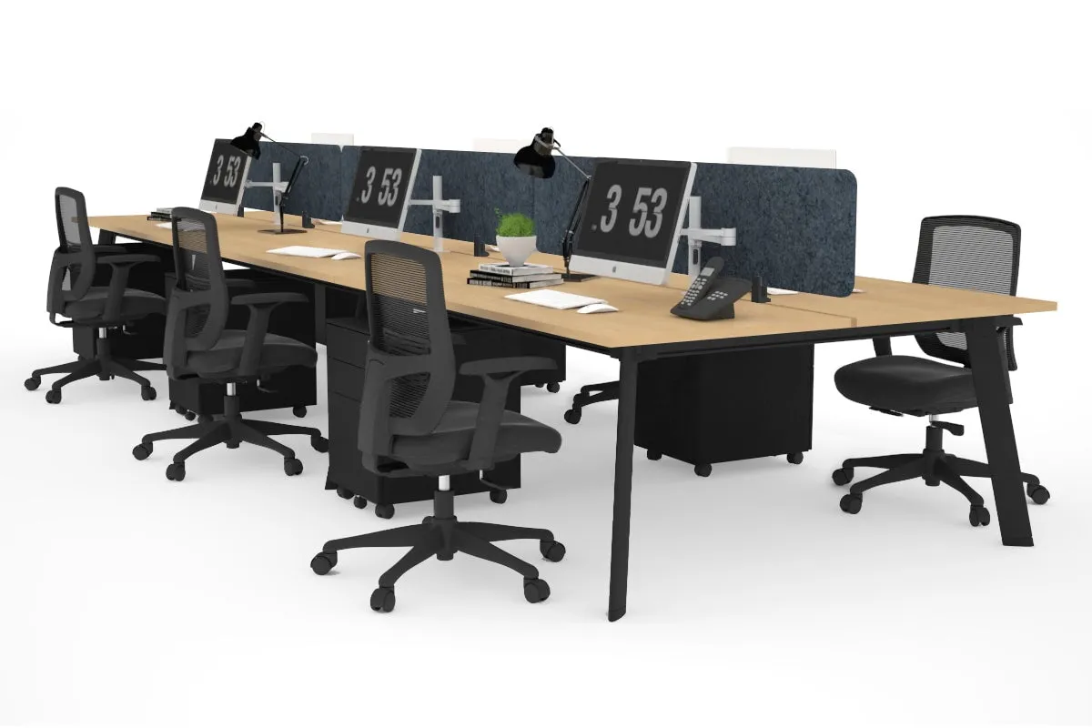 Switch - 6 Person Workstation Black Frame [1600L x 800W with Cable Scallop]