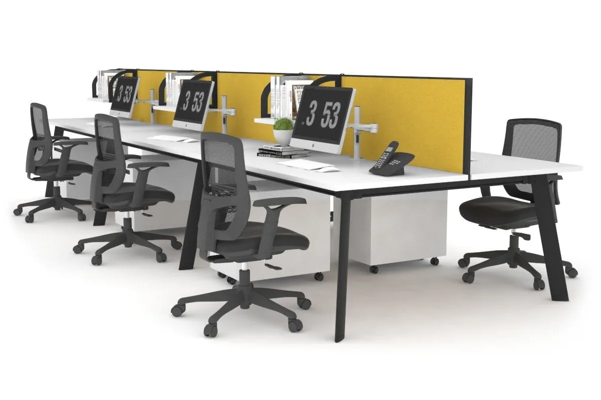 Switch - 6 Person Workstation Black Frame [1600L x 800W with Cable Scallop]