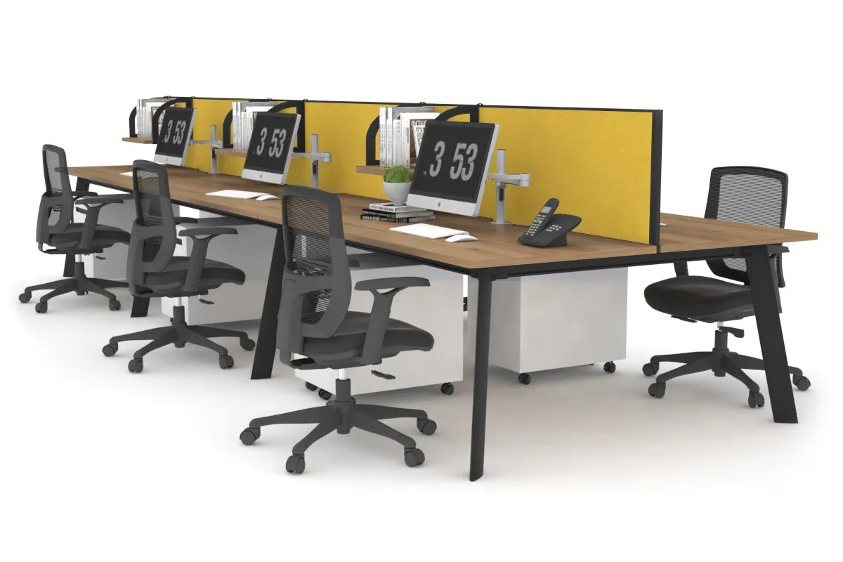 Switch - 6 Person Workstation Black Frame [1600L x 800W with Cable Scallop]