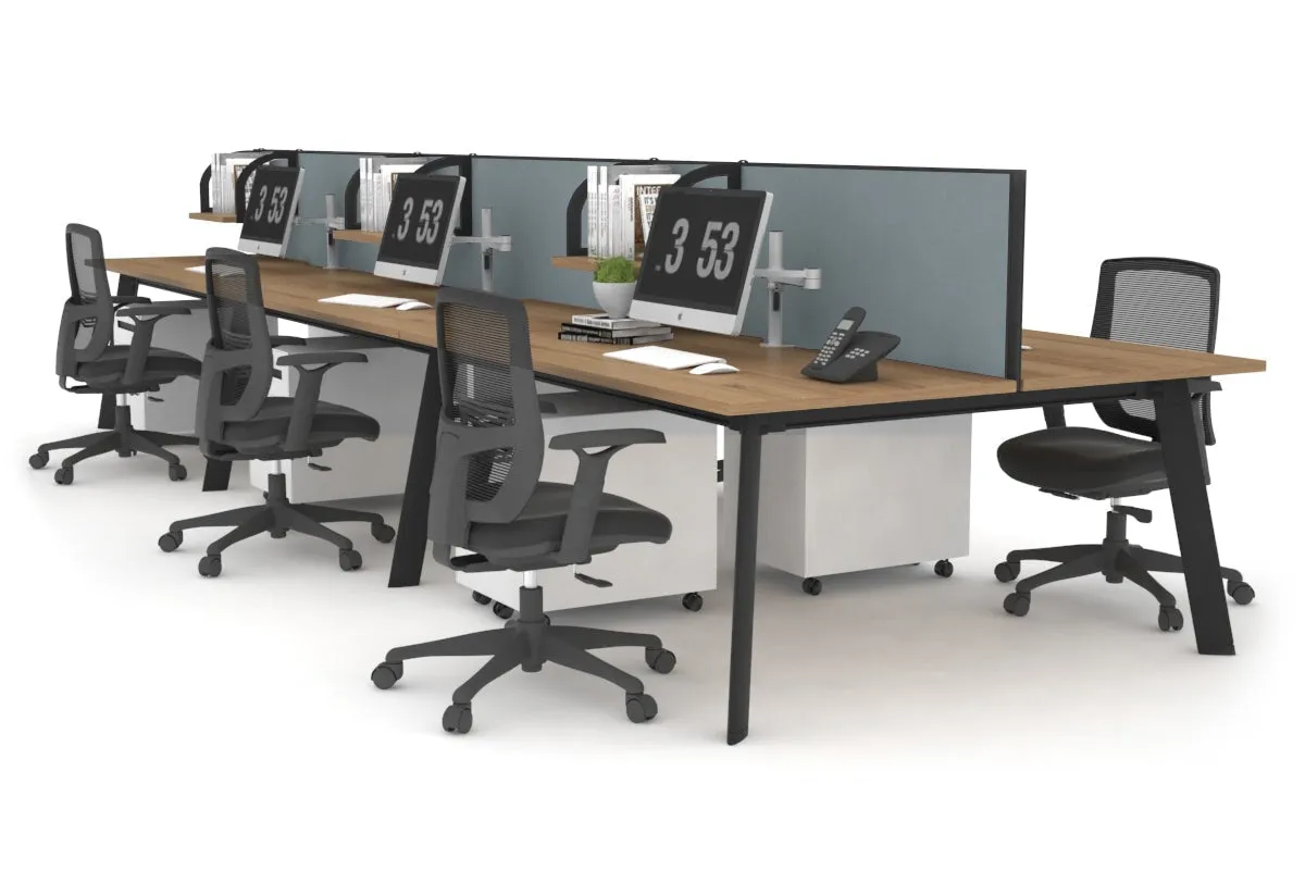 Switch - 6 Person Workstation Black Frame [1600L x 800W with Cable Scallop]