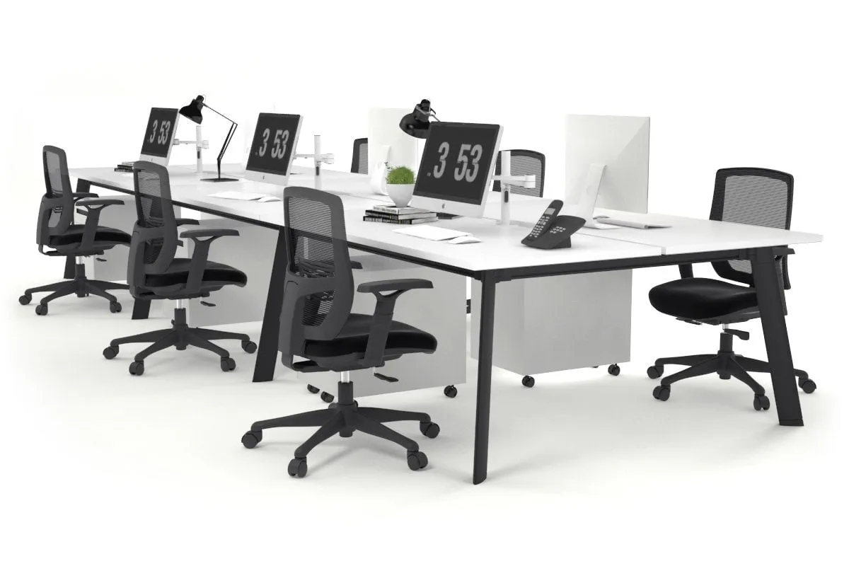 Switch - 6 Person Workstation Black Frame [1600L x 800W with Cable Scallop]
