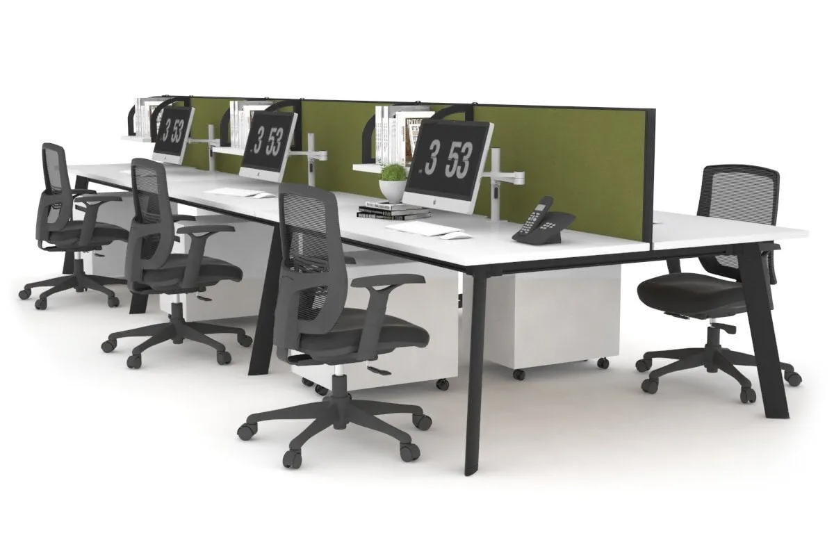 Switch - 6 Person Workstation Black Frame [1600L x 800W with Cable Scallop]