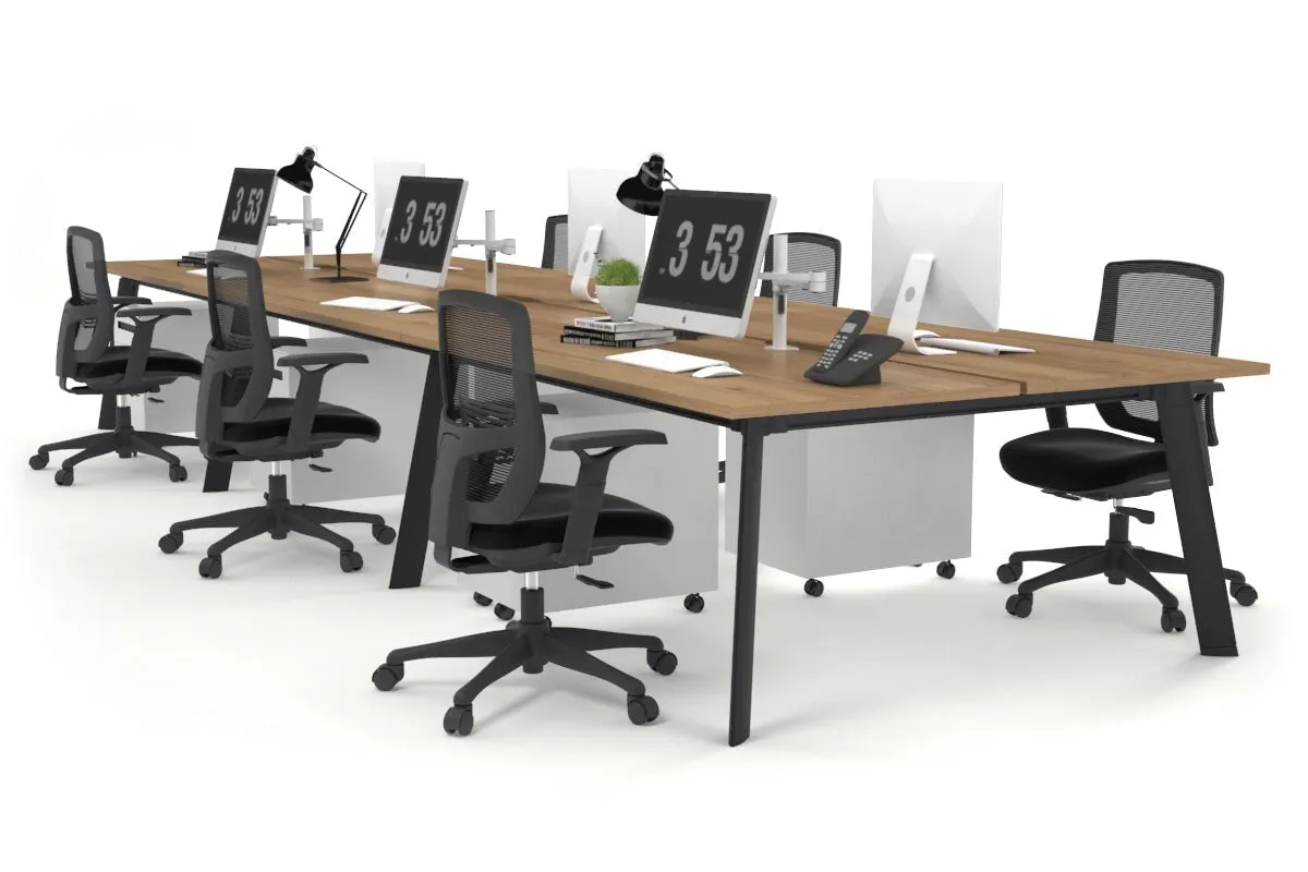 Switch - 6 Person Workstation Black Frame [1600L x 800W with Cable Scallop]