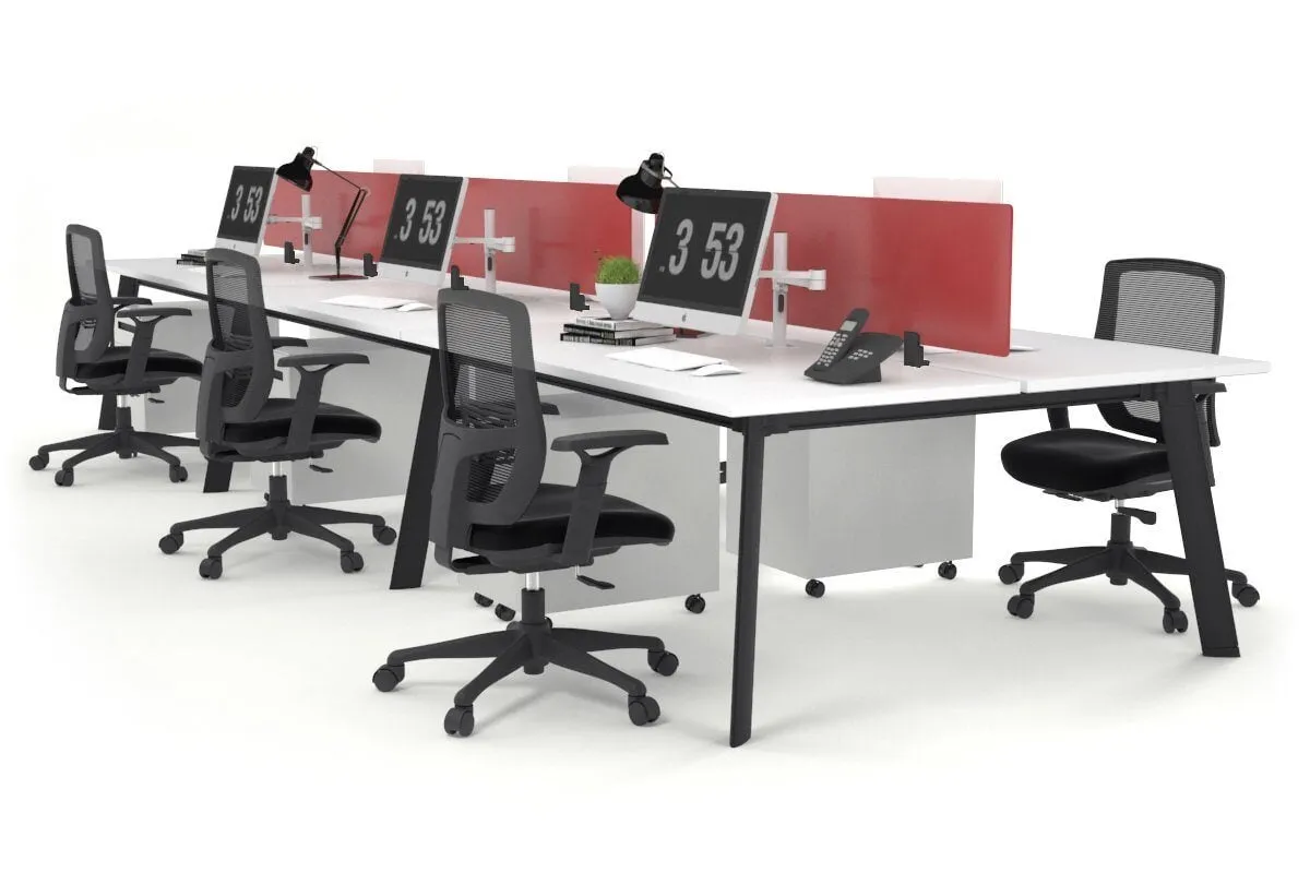 Switch - 6 Person Workstation Black Frame [1600L x 800W with Cable Scallop]
