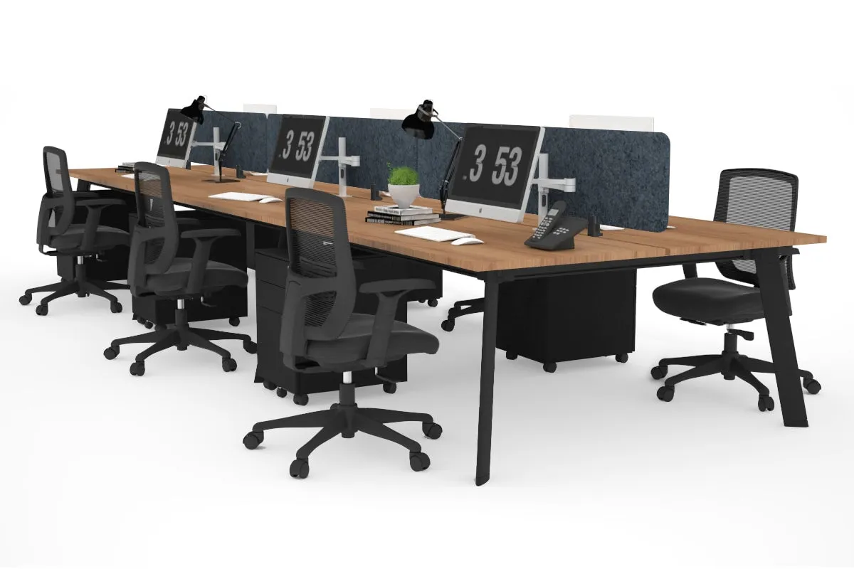 Switch - 6 Person Workstation Black Frame [1600L x 800W with Cable Scallop]