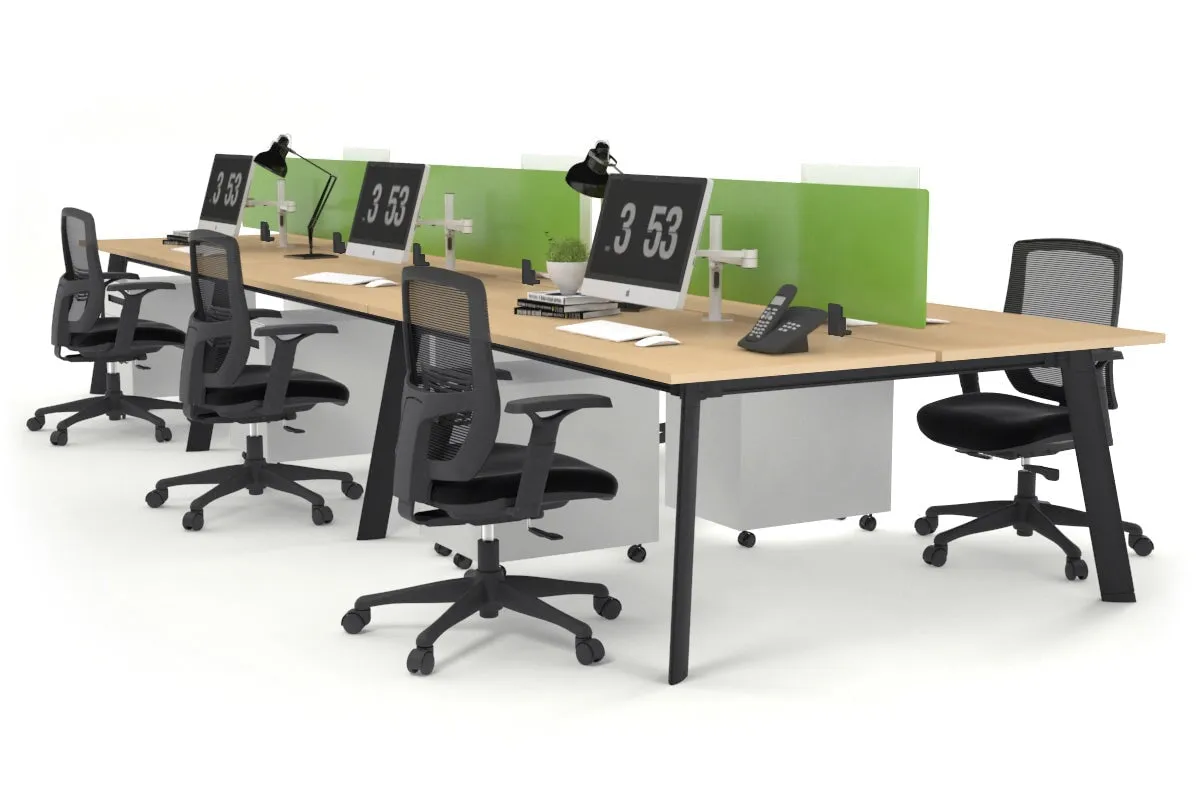 Switch - 6 Person Workstation Black Frame [1600L x 800W with Cable Scallop]