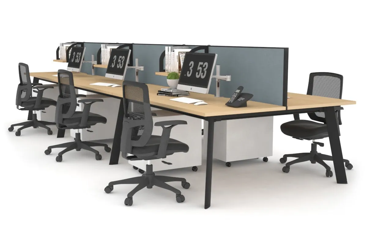 Switch - 6 Person Workstation Black Frame [1600L x 800W with Cable Scallop]