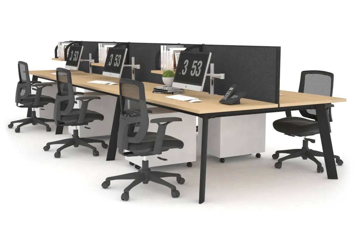 Switch - 6 Person Workstation Black Frame [1600L x 800W with Cable Scallop]