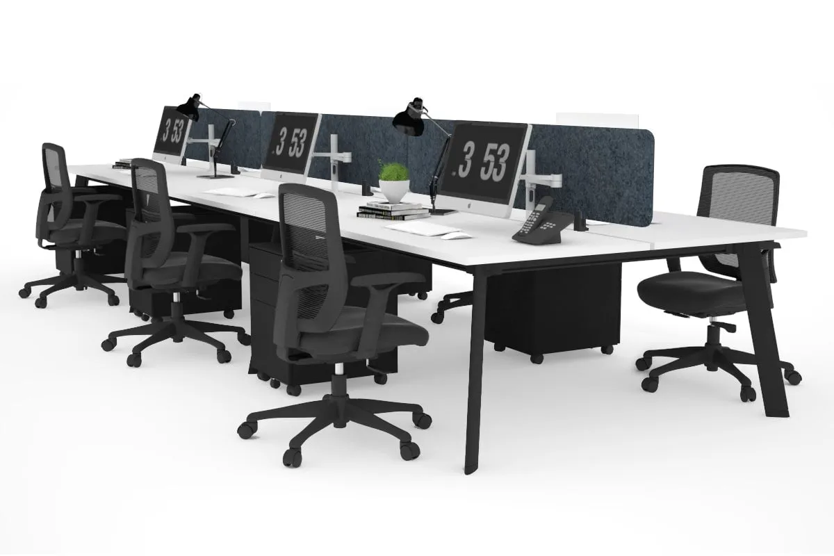 Switch - 6 Person Workstation Black Frame [1600L x 800W with Cable Scallop]