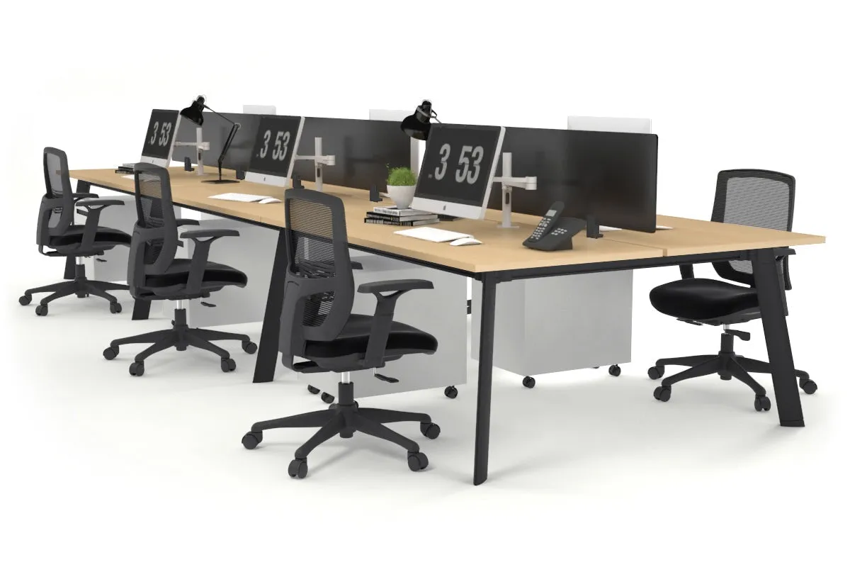 Switch - 6 Person Workstation Black Frame [1600L x 800W with Cable Scallop]