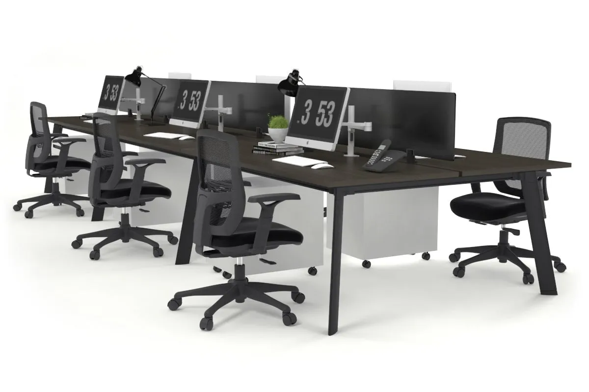 Switch - 6 Person Workstation Black Frame [1600L x 800W with Cable Scallop]