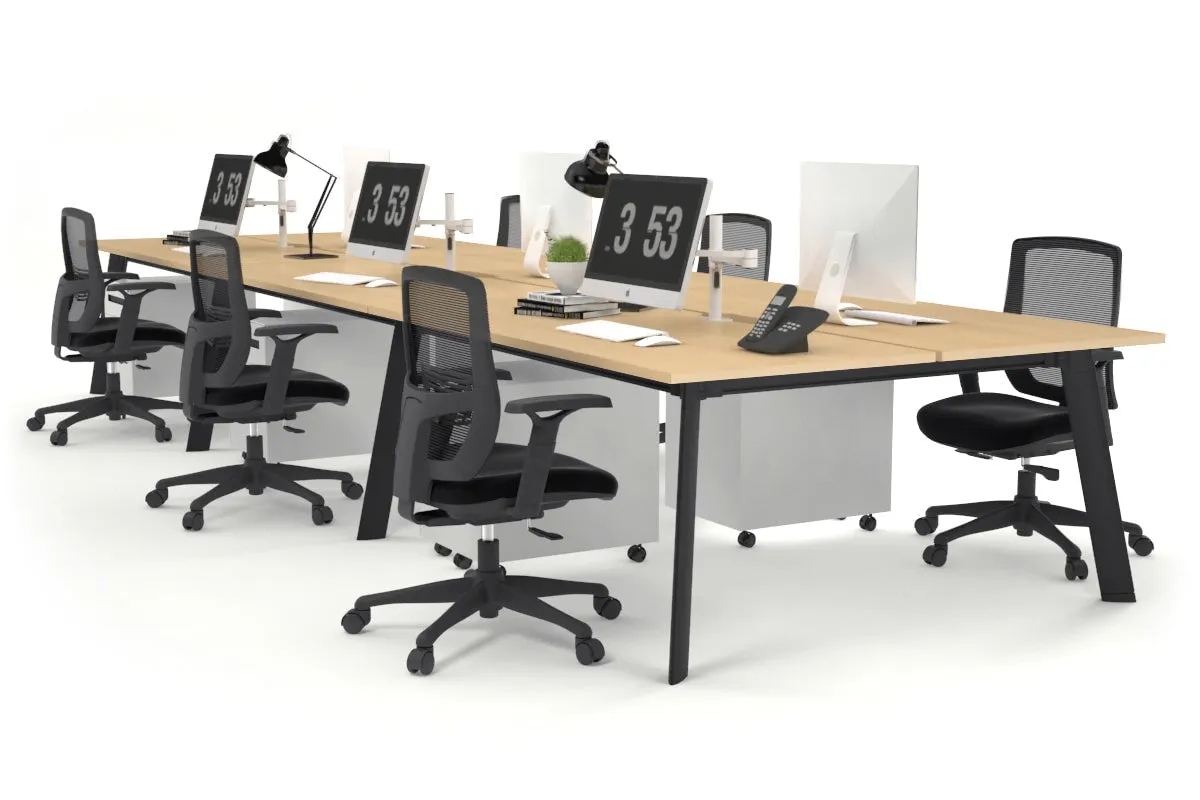 Switch - 6 Person Workstation Black Frame [1600L x 800W with Cable Scallop]