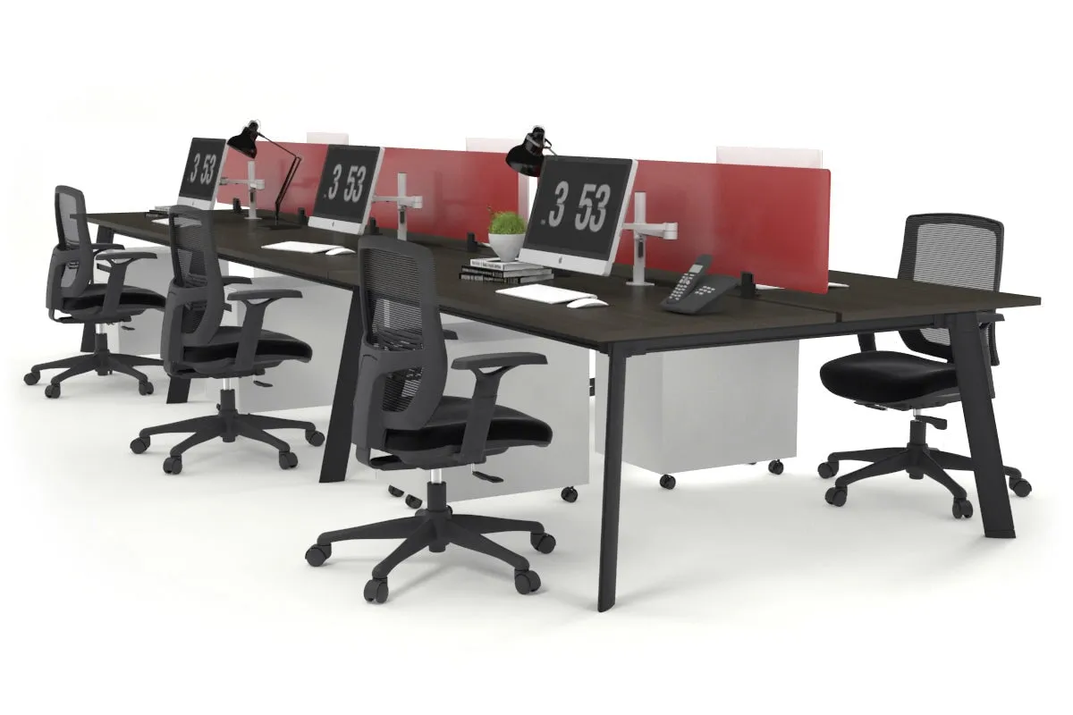 Switch - 6 Person Workstation Black Frame [1600L x 800W with Cable Scallop]