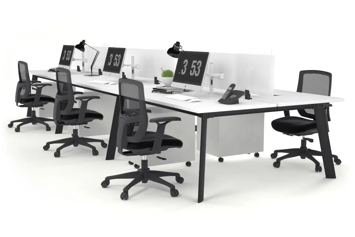 Switch - 6 Person Workstation Black Frame [1600L x 800W with Cable Scallop]