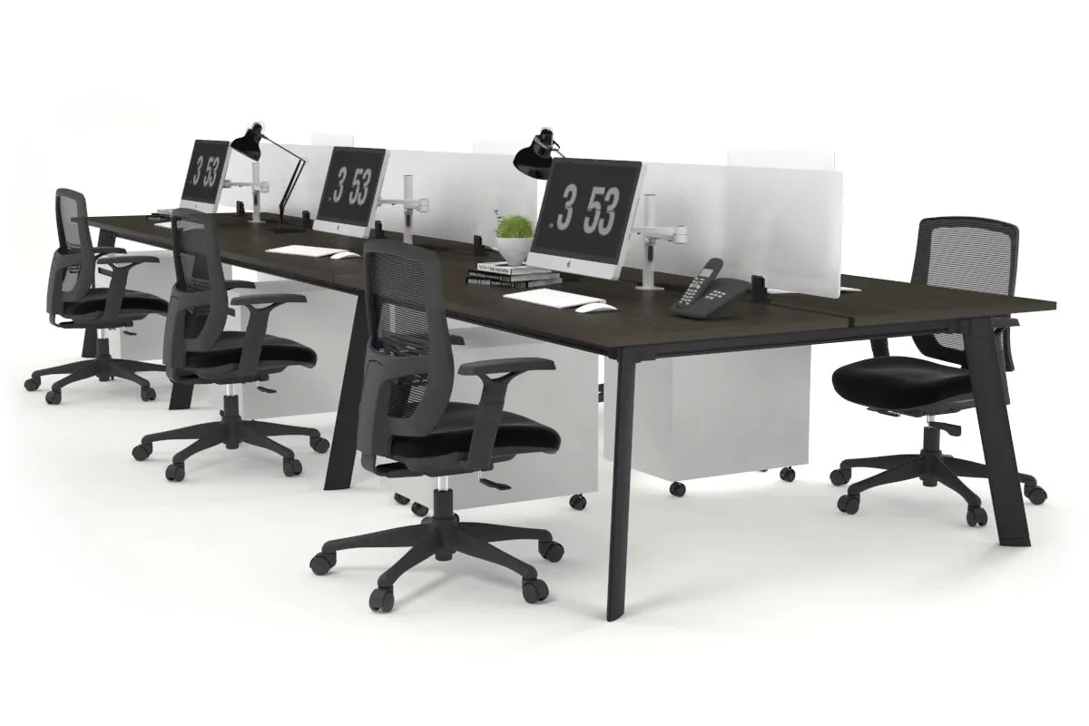 Switch - 6 Person Workstation Black Frame [1600L x 800W with Cable Scallop]