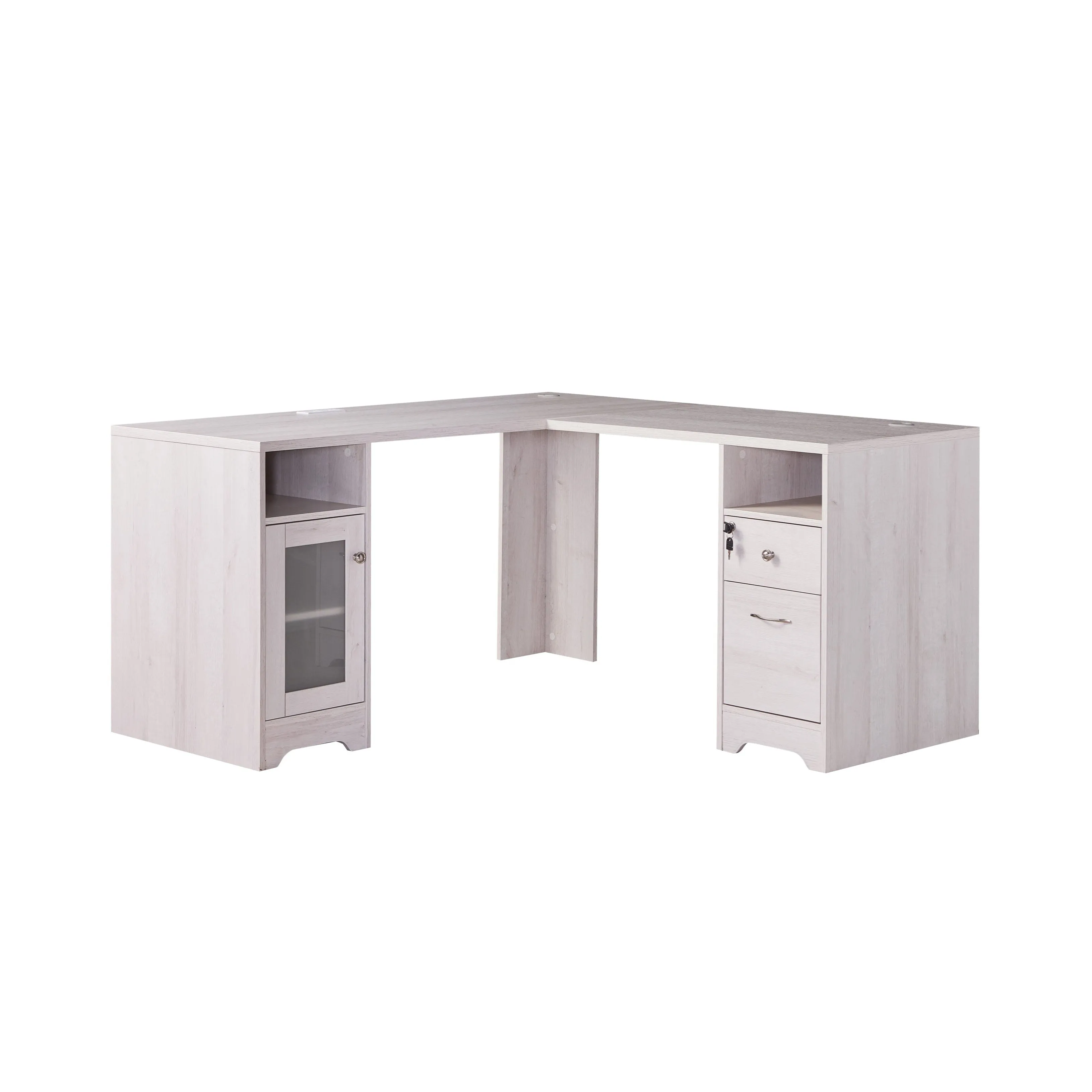 Swivler Transitional 59" L-Shaped Computer Desk with USB Ports
