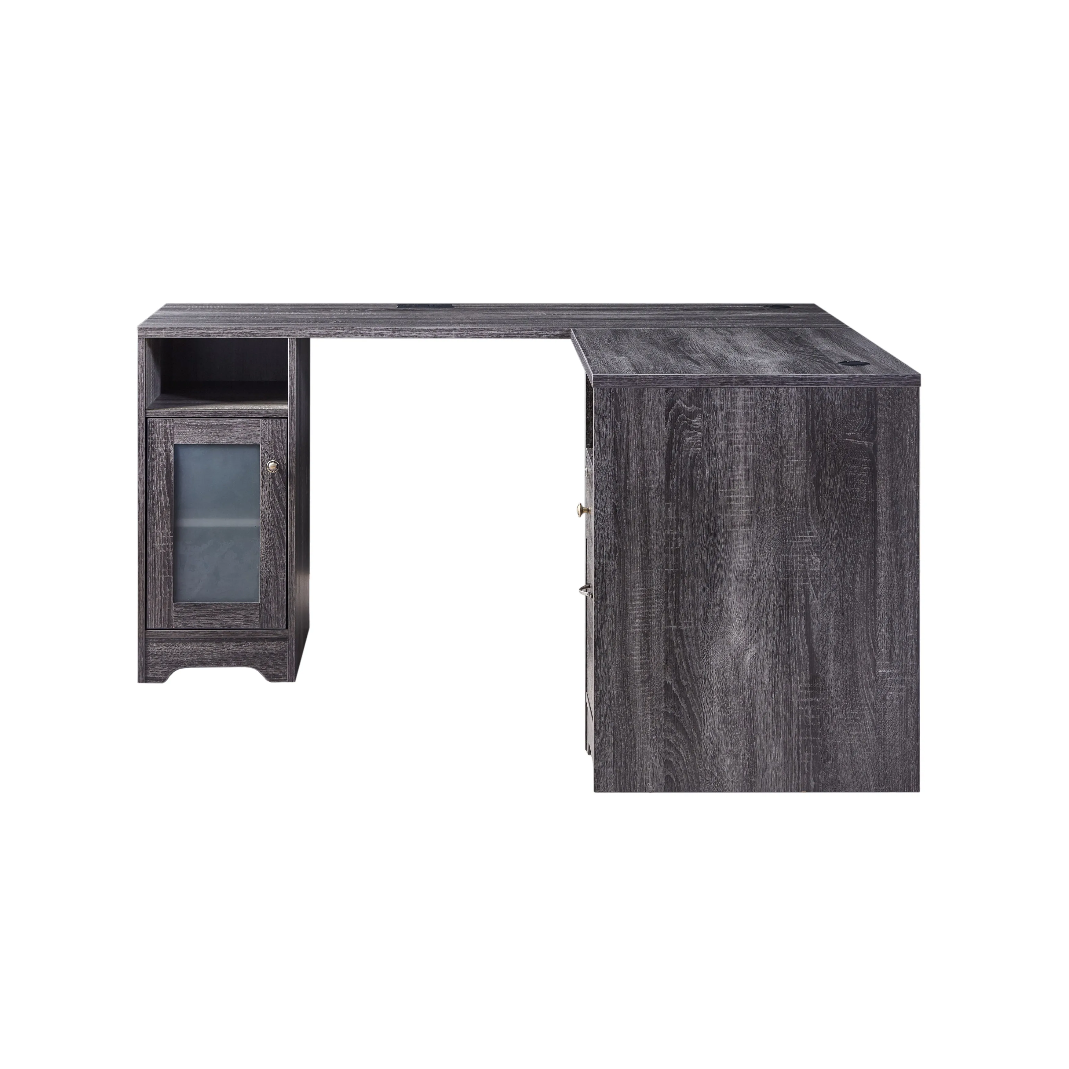 Swivler Transitional 59" L-Shaped Computer Desk with USB Ports
