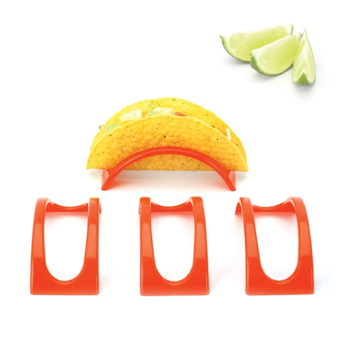 Taco Holder Red Plastic Stackable Stands Hold Hard Or Soft Shell Tacos Set