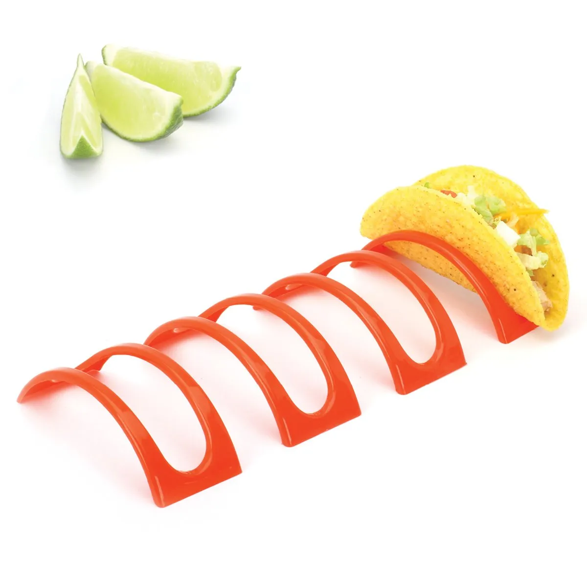 Taco Holder Red Plastic Stackable Stands Hold Hard Or Soft Shell Tacos Set