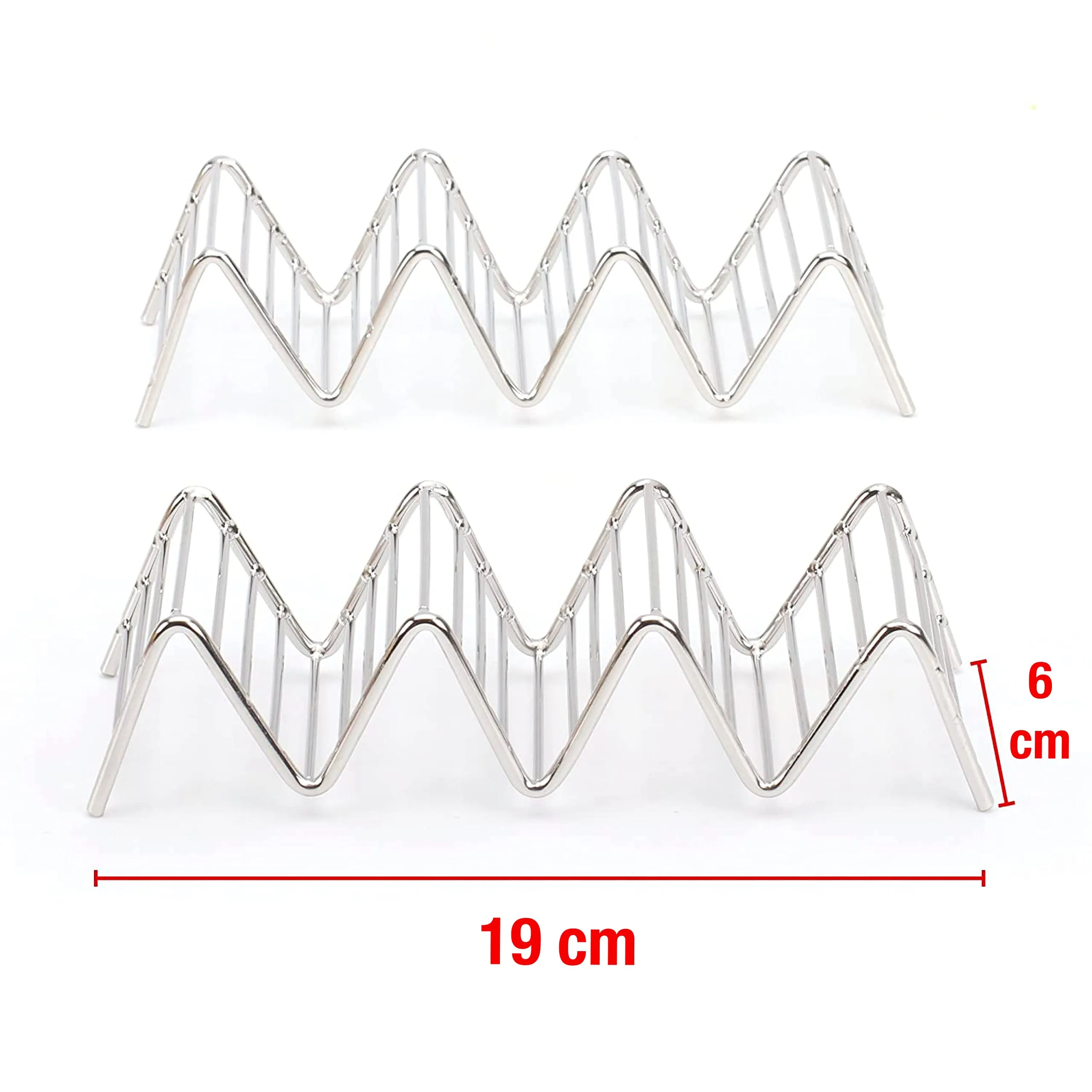 Taco Holders Set of 2 Premium Stainless Steel Stackable Stands, Each Rack Holds 3 or 4
