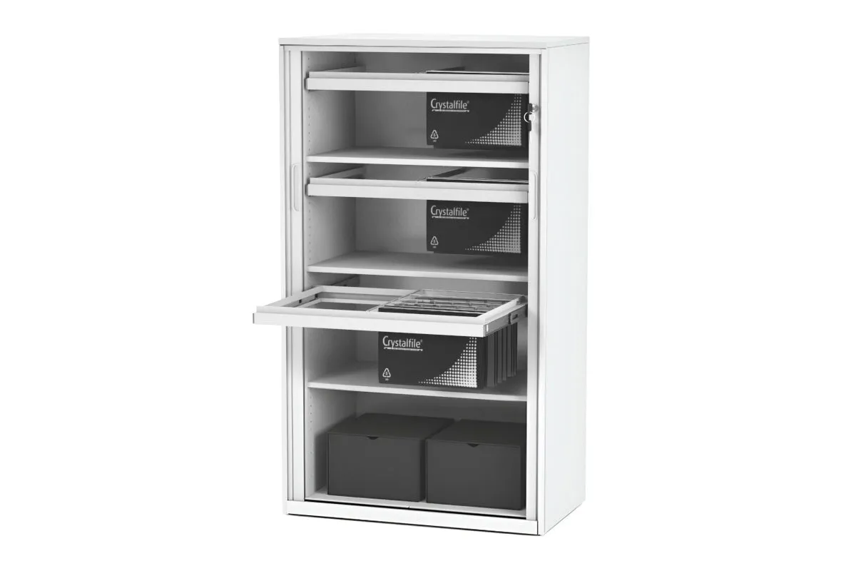 Tambour Sliding Door Storage Cabinet Metal [1325H x 900W]