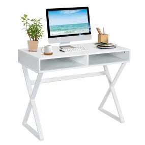 Tangkula Modern White Computer Desk with Storage Space