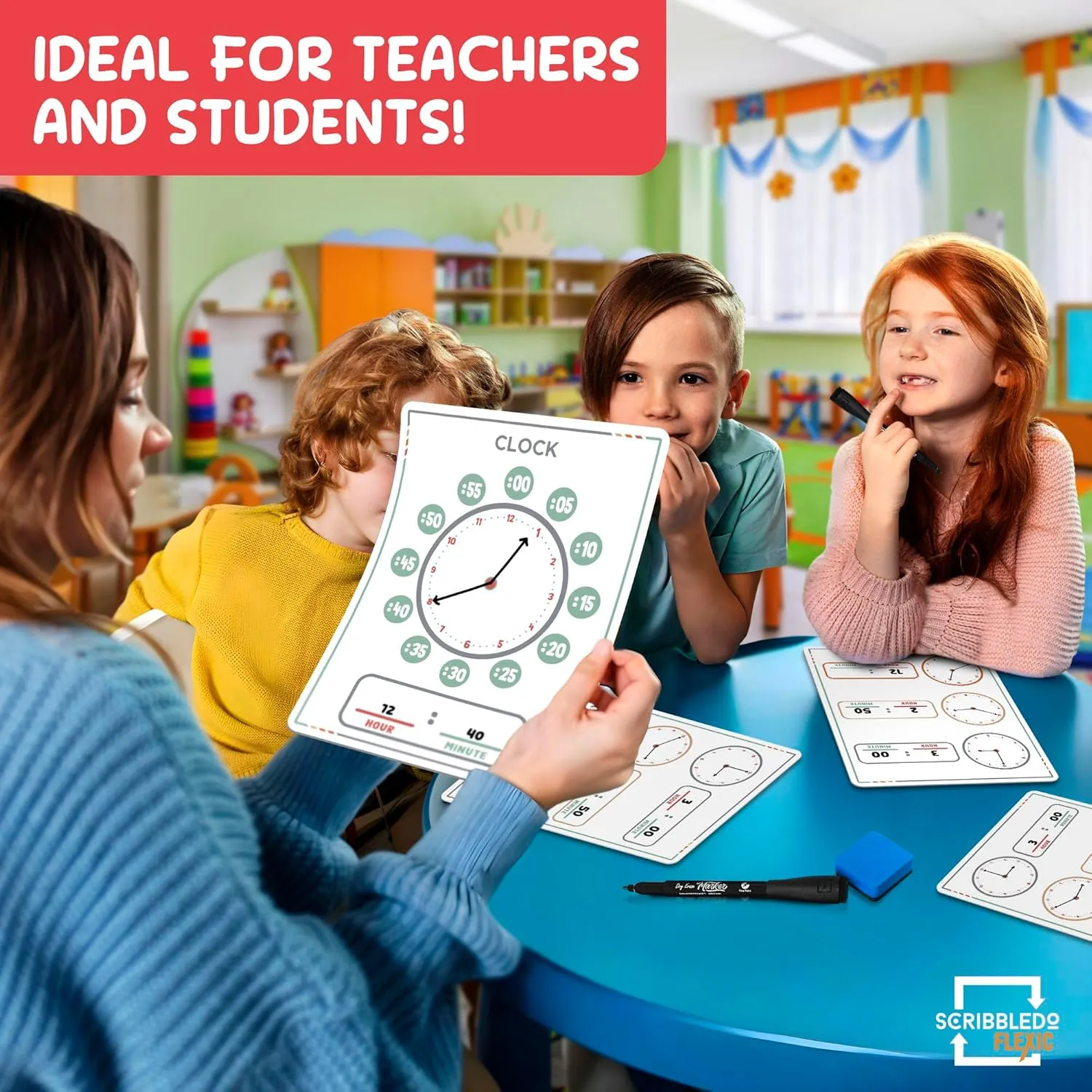 Telling Time Teaching Clock for Kids 9"x12" (10 pc)