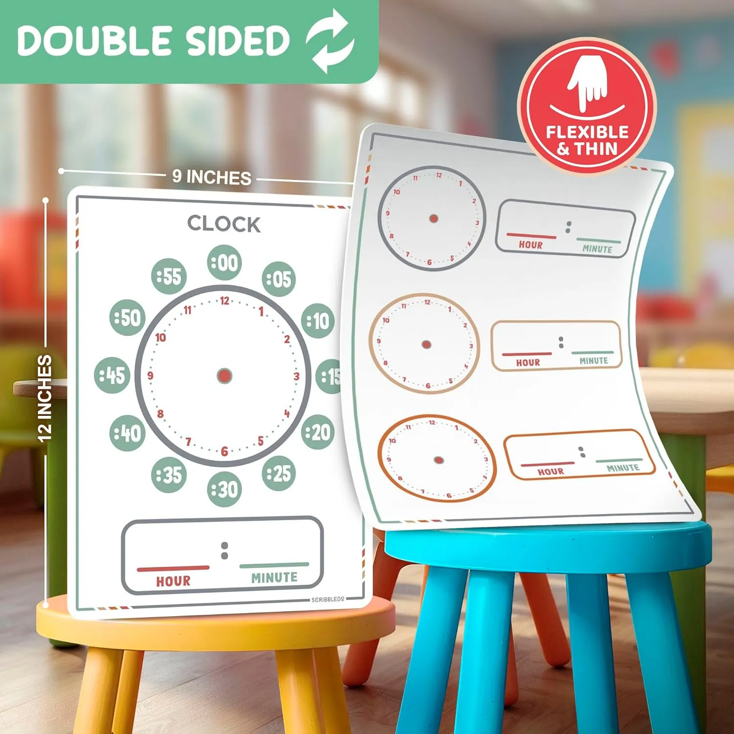 Telling Time Teaching Clock for Kids 9"x12" (10 pc)
