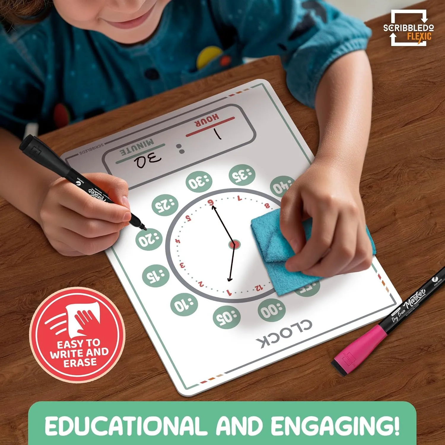 Telling Time Teaching Clock for Kids 9"x12" (10 pc)