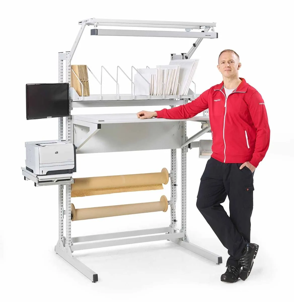 Treston TQEW712-41 30" x 48" Quick Edge Height Adjustable Workstation with Powder-Coated Aluminum Work Surface