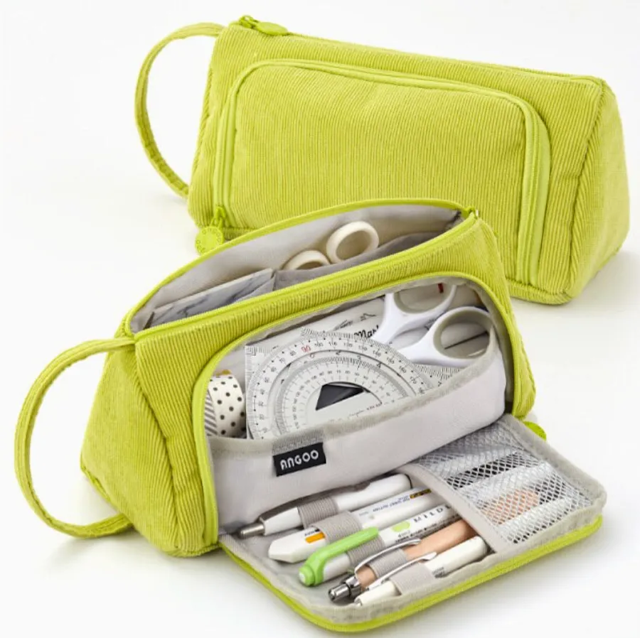 Triangle Corduroy Pencil Case (6 Colors)