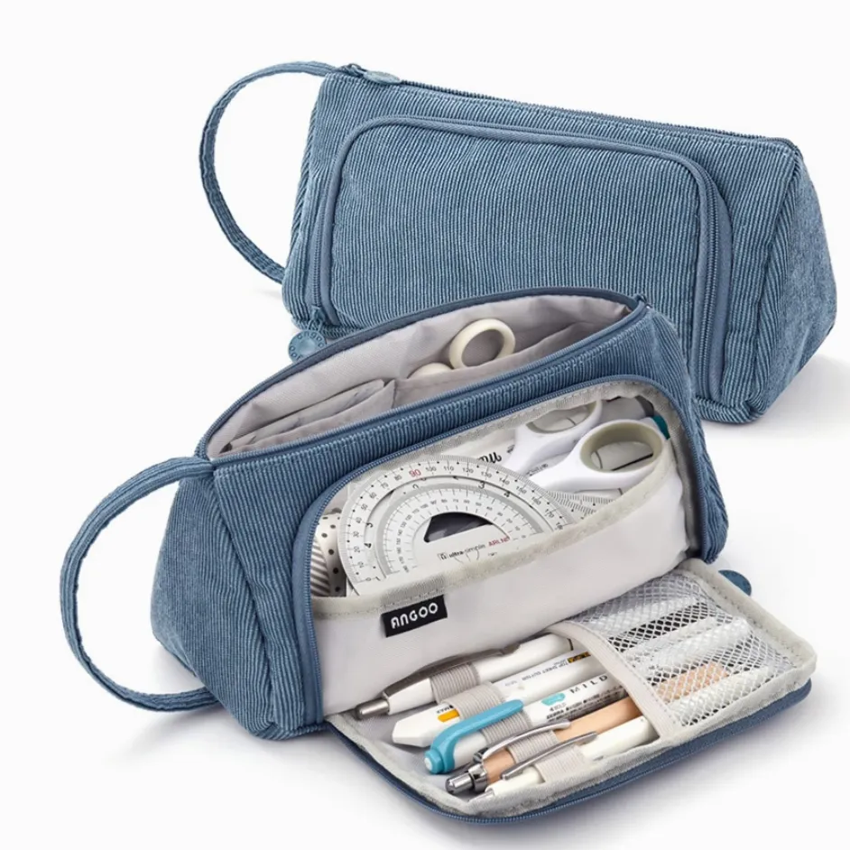 Triangle Corduroy Pencil Case (6 Colors)
