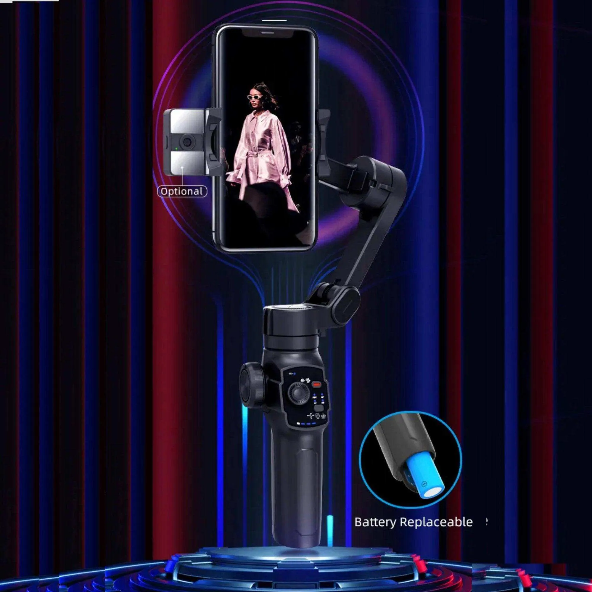 TUTT L9   AI Module | 3 Axis Pro Handheld Anti-shake Smartphone Selfie Stick Phone Gimbal Stabilizer with Extendable Rod, Light Tripod and AI Auto Face Tracking Module Vlog YouTube