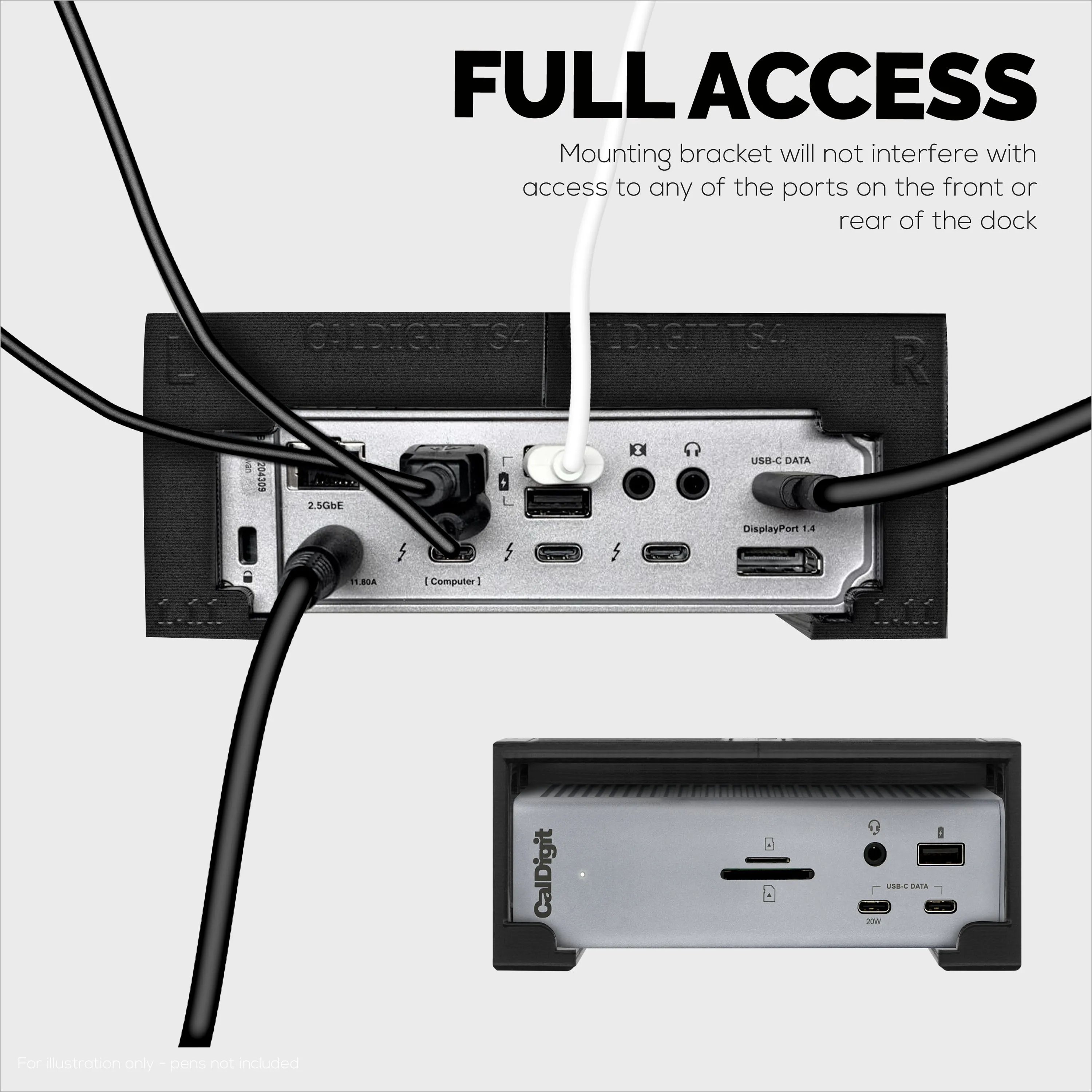 Under Desk Mounting Bracket Compatible with Caldigit TS4 Thunderbolt Station 4 - Space Saving Dock, Easy to Install, Adhesive & Screw-In, Reduce Clutter, Free Desktop Space