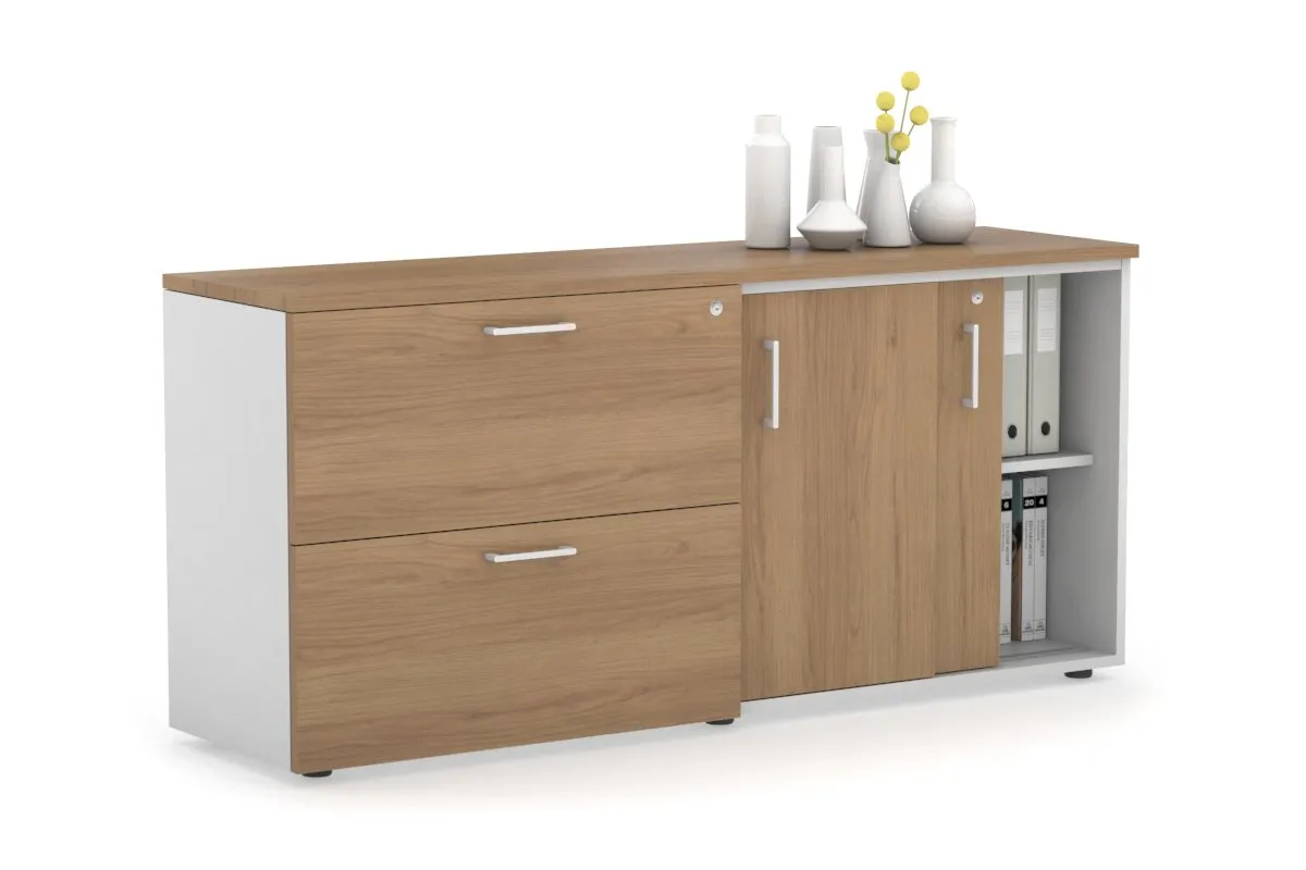 Uniform Sliding 2 Door Credenza and 2 Drawer Lateral File Unit