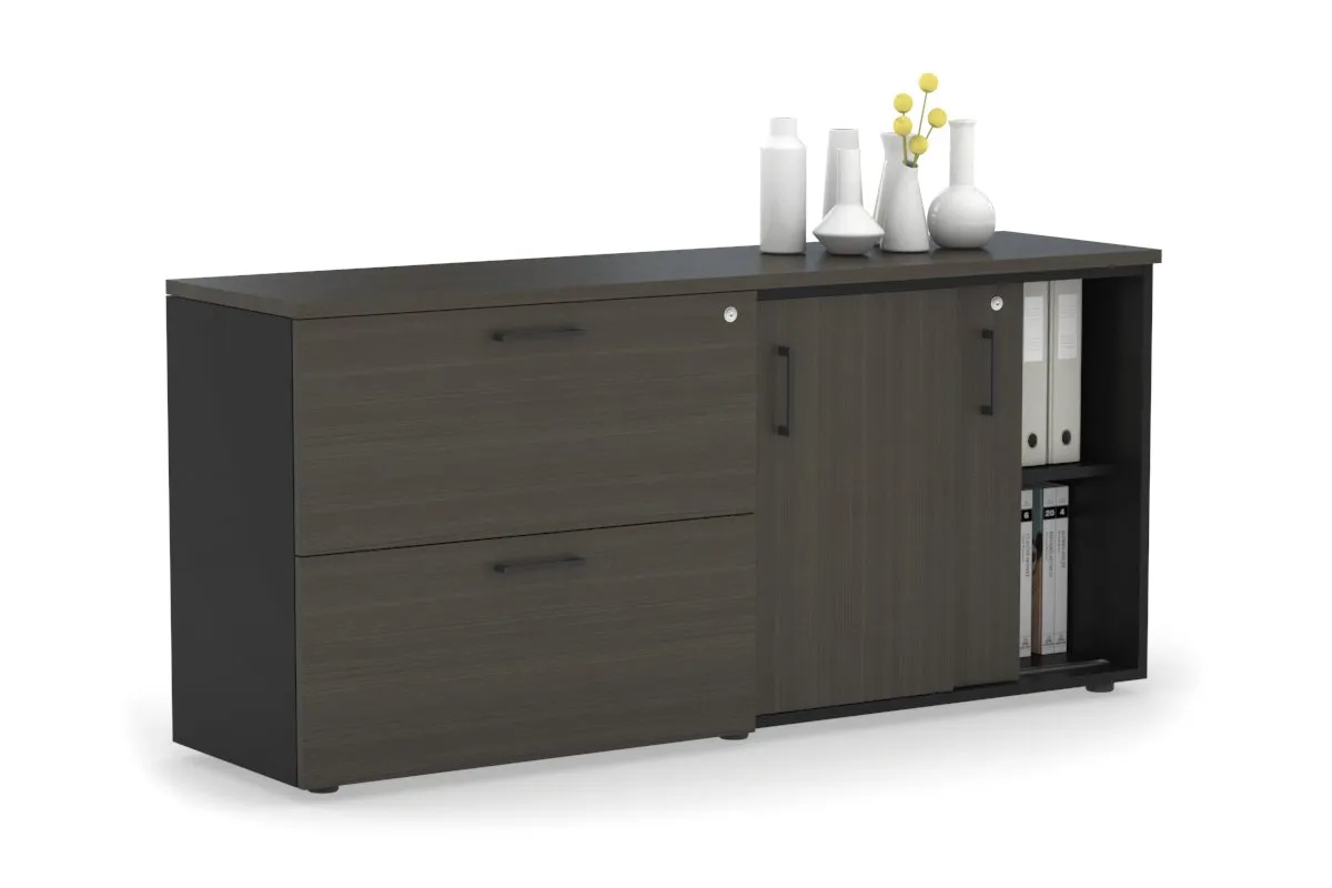 Uniform Sliding 2 Door Credenza and 2 Drawer Lateral File Unit