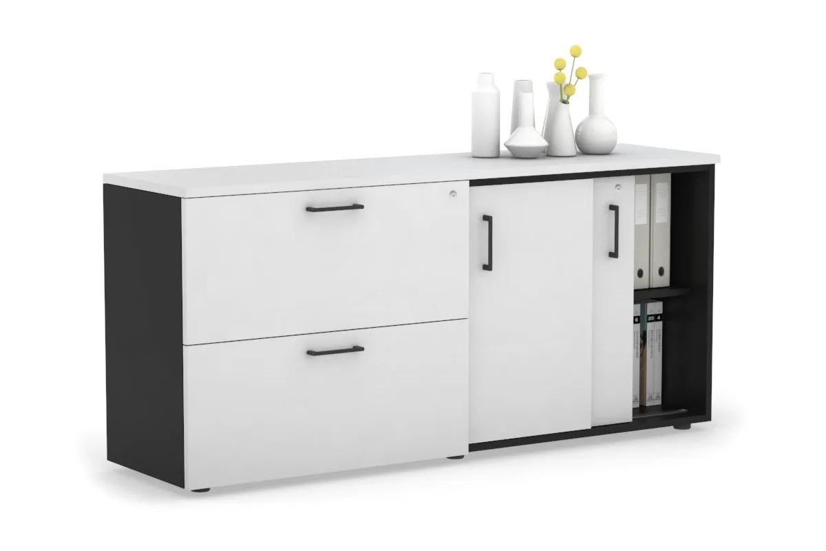 Uniform Sliding 2 Door Credenza and 2 Drawer Lateral File Unit