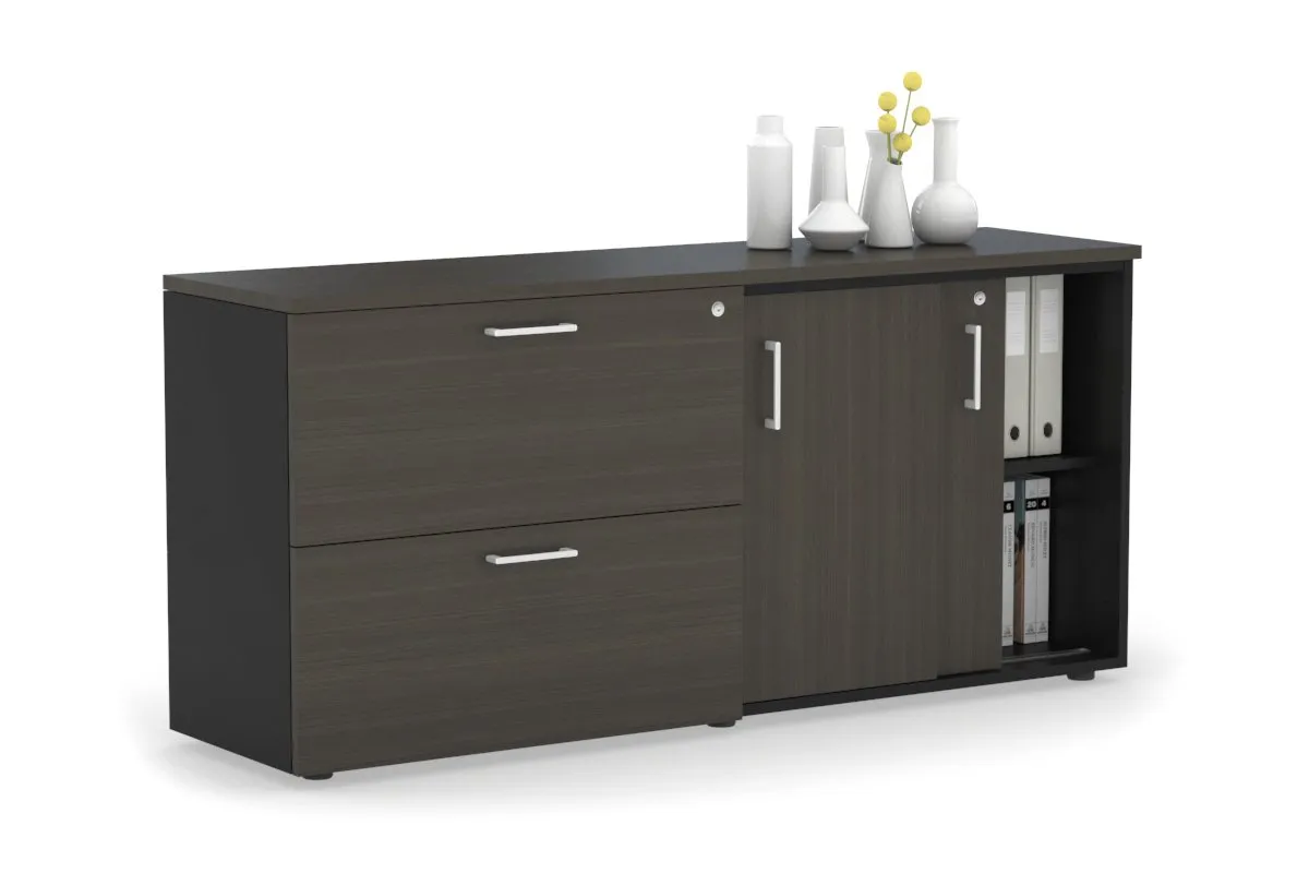Uniform Sliding 2 Door Credenza and 2 Drawer Lateral File Unit