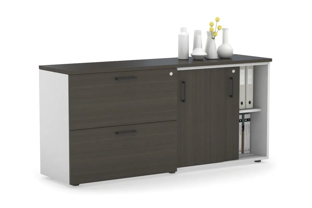 Uniform Sliding 2 Door Credenza and 2 Drawer Lateral File Unit