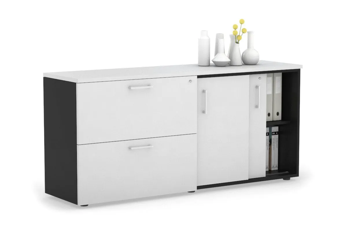 Uniform Sliding 2 Door Credenza and 2 Drawer Lateral File Unit