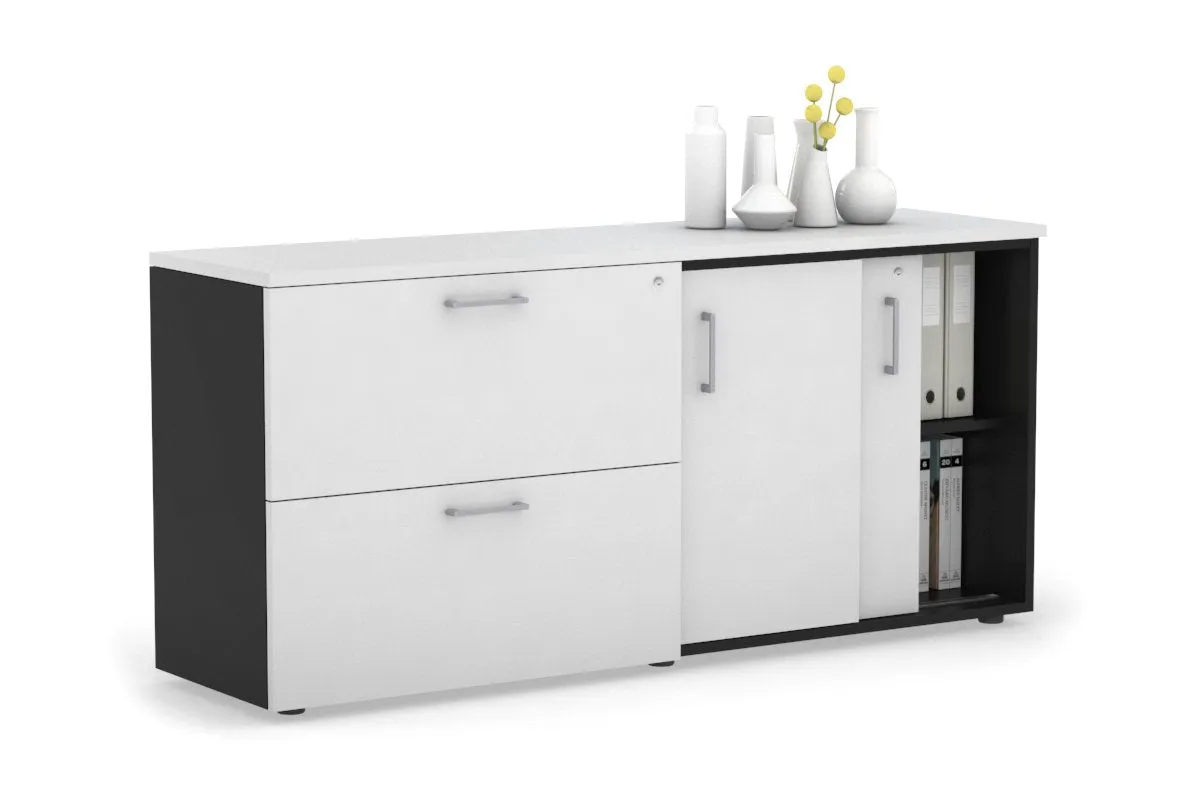 Uniform Sliding 2 Door Credenza and 2 Drawer Lateral File Unit