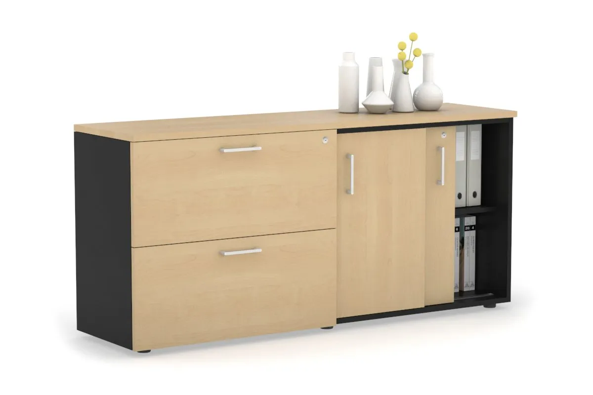 Uniform Sliding 2 Door Credenza and 2 Drawer Lateral File Unit