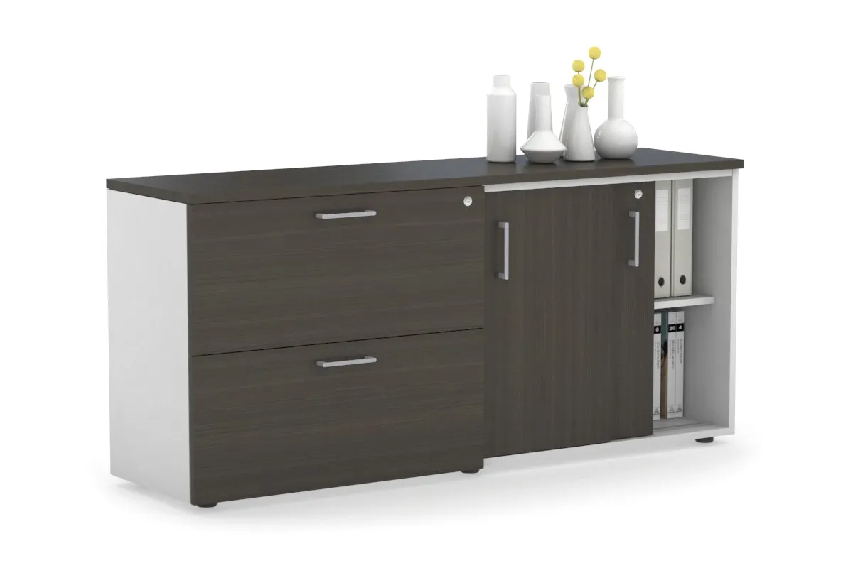 Uniform Sliding 2 Door Credenza and 2 Drawer Lateral File Unit