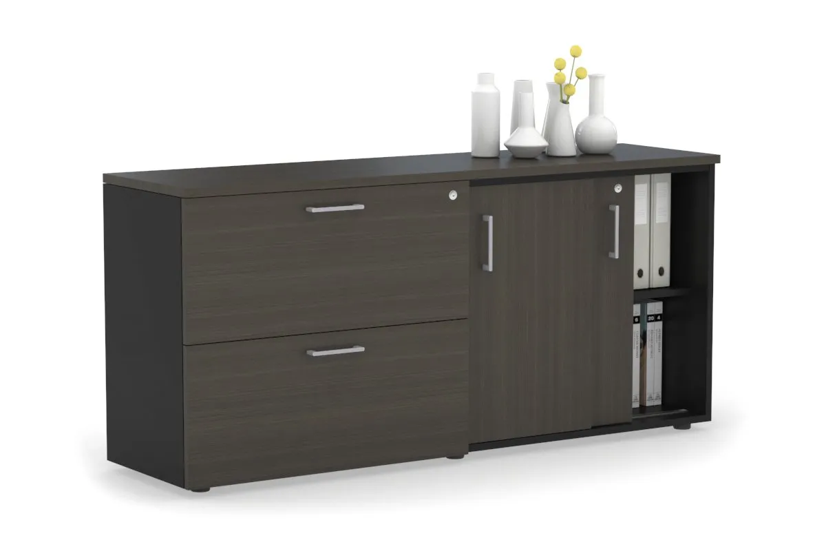 Uniform Sliding 2 Door Credenza and 2 Drawer Lateral File Unit