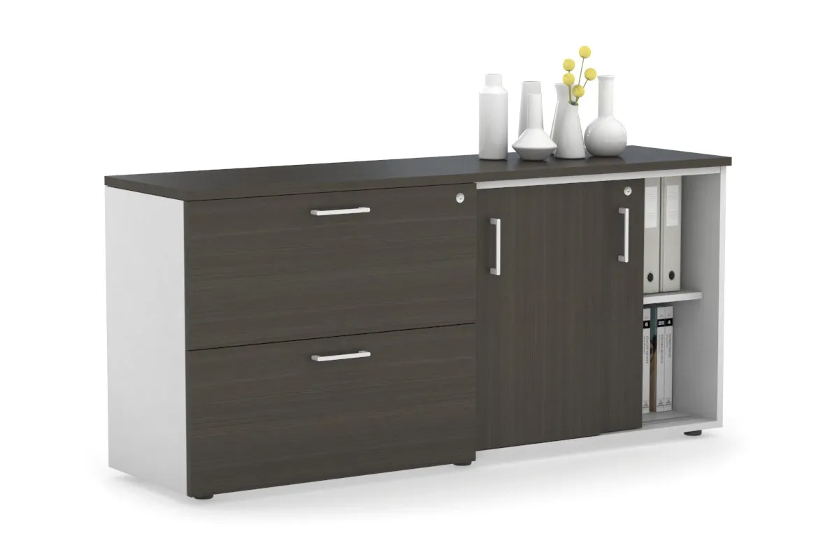 Uniform Sliding 2 Door Credenza and 2 Drawer Lateral File Unit