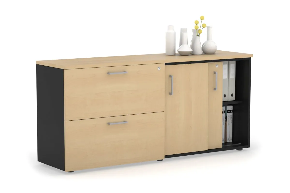 Uniform Sliding 2 Door Credenza and 2 Drawer Lateral File Unit