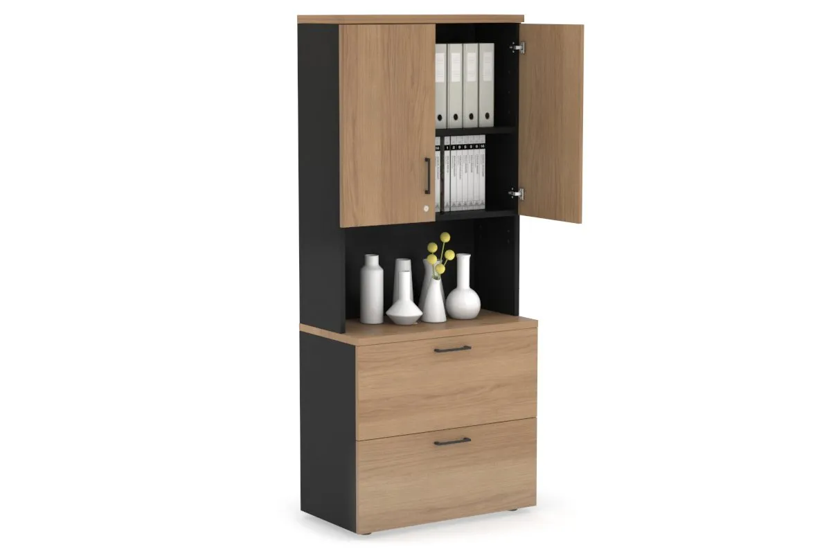 Uniform Small Drawer Lateral Filing Cabinet - Hutch with Doors [ 800W x 750H x 450D]