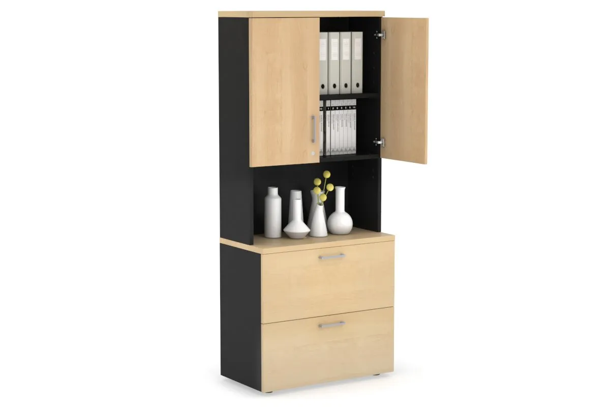 Uniform Small Drawer Lateral Filing Cabinet - Hutch with Doors [ 800W x 750H x 450D]