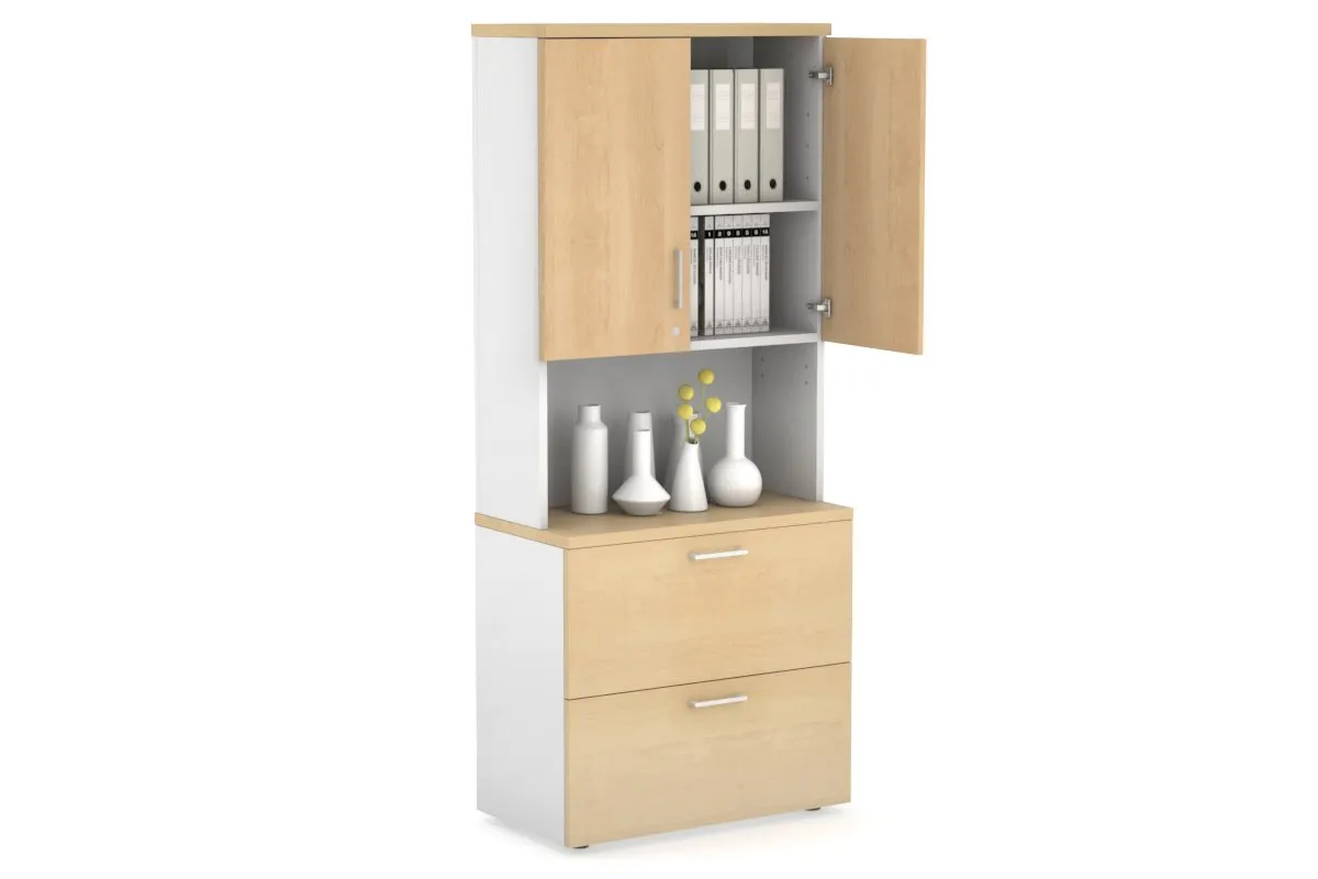 Uniform Small Drawer Lateral Filing Cabinet - Hutch with Doors [ 800W x 750H x 450D]